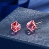 image:imageCube Austrian Crystal Drop Stud Earrings for Women Fashion S925 Sterling Silver Hypoallergenic JewelryRose Pink