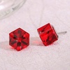 image:imageCube Austrian Crystal Drop Stud Earrings for Women Fashion S925 Sterling Silver Hypoallergenic JewelryRuby