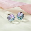 image:imageCube Austrian Crystal Drop Stud Earrings for Women Fashion S925 Sterling Silver Hypoallergenic JewelryVitrail Light