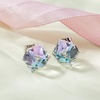 image:imageCube Austrian Crystal Drop Stud Earrings for Women Fashion S925 Sterling Silver Hypoallergenic JewelryVitrail Light