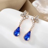 image:imageCute Butterfly Austrian Crystal Teardrop Dangle Earrings for Women Trendy Drop Earring 14K Gold Plated Hypoallergenic JewelryBermuda Blue