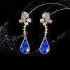 image:imageCute Butterfly Austrian Crystal Teardrop Dangle Earrings for Women Trendy Drop Earring 14K Gold Plated Hypoallergenic JewelryBermuda Blue