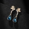 image:imageCute Butterfly Austrian Crystal Teardrop Dangle Earrings for Women Trendy Drop Earring 14K Gold Plated Hypoallergenic JewelryDark Blue