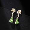 image:imageCute Butterfly Austrian Crystal Teardrop Dangle Earrings for Women Trendy Drop Earring 14K Gold Plated Hypoallergenic JewelryFern Green