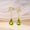 image:imageCute Butterfly Austrian Crystal Teardrop Dangle Earrings for Women Trendy Drop Earring 14K Gold Plated Hypoallergenic JewelryFern Green