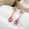 image:imageCute Butterfly Austrian Crystal Teardrop Dangle Earrings for Women Trendy Drop Earring 14K Gold Plated Hypoallergenic JewelryPink