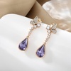 image:imageCute Butterfly Austrian Crystal Teardrop Dangle Earrings for Women Trendy Drop Earring 14K Gold Plated Hypoallergenic JewelryPurple