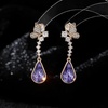 image:imageCute Butterfly Austrian Crystal Teardrop Dangle Earrings for Women Trendy Drop Earring 14K Gold Plated Hypoallergenic JewelryPurple