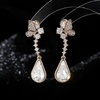 image:imageCute Butterfly Austrian Crystal Teardrop Dangle Earrings for Women Trendy Drop Earring 14K Gold Plated Hypoallergenic JewelryWhite Clear