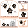 image:imageDainty Rose Flower Pendant Necklace Clip On Earrings Set for Women 14K Gold Plated Hypoallergenic Jewelry SetsBlack