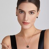 image:imageDainty Rose Flower Pendant Necklace Clip On Earrings Set for Women 14K Gold Plated Hypoallergenic Jewelry SetsBlack