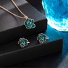 image:imageDainty Rose Flower Pendant Necklace Clip On Earrings Set for Women 14K Gold Plated Hypoallergenic Jewelry SetsGreen