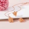 image:imageDainty Rose Flower Pendant Necklace Clip On Earrings Set for Women 14K Gold Plated Hypoallergenic Jewelry SetsOrange