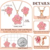 image:imageDainty Rose Flower Pendant Necklace Clip On Earrings Set for Women 14K Gold Plated Hypoallergenic Jewelry SetsPink