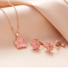 image:imageDainty Rose Flower Pendant Necklace Clip On Earrings Set for Women 14K Gold Plated Hypoallergenic Jewelry SetsPink