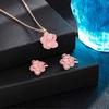 image:imageDainty Rose Flower Pendant Necklace Clip On Earrings Set for Women 14K Gold Plated Hypoallergenic Jewelry SetsPink
