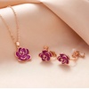 image:imageDainty Rose Flower Pendant Necklace Clip On Earrings Set for Women 14K Gold Plated Hypoallergenic Jewelry SetsPurple