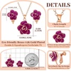 image:imageDainty Rose Flower Pendant Necklace Clip On Earrings Set for Women 14K Gold Plated Hypoallergenic Jewelry SetsPurple