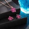 image:imageDainty Rose Flower Pendant Necklace Clip On Earrings Set for Women 14K Gold Plated Hypoallergenic Jewelry SetsPurple