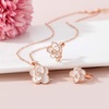 image:imageDainty Rose Flower Pendant Necklace Clip On Earrings Set for Women 14K Gold Plated Hypoallergenic Jewelry SetsWhite