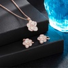 image:imageDainty Rose Flower Pendant Necklace Clip On Earrings Set for Women 14K Gold Plated Hypoallergenic Jewelry SetsWhite