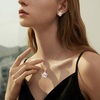 image:imageDainty Rose Flower Pendant Necklace Clip On Earrings Set for Women 14K Gold Plated Hypoallergenic Jewelry SetsWhite