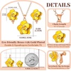 image:imageDainty Rose Flower Pendant Necklace Clip On Earrings Set for Women 14K Gold Plated Hypoallergenic Jewelry SetsYellow