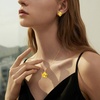 image:imageDainty Rose Flower Pendant Necklace Clip On Earrings Set for Women 14K Gold Plated Hypoallergenic Jewelry SetsYellow