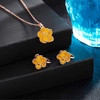 image:imageDainty Rose Flower Pendant Necklace Clip On Earrings Set for Women 14K Gold Plated Hypoallergenic Jewelry SetsYellow