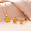 image:imageDainty Rose Flower Pendant Necklace Clip On Earrings Set for Women 14K Gold Plated Hypoallergenic Jewelry SetsYellow