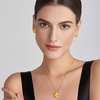 image:imageDainty Rose Flower Pendant Necklace Clip On Earrings Set for Women 14K Gold Plated Hypoallergenic Jewelry SetsYellow