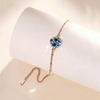image:imageEVEVIC Austrian Crystal Bracelet for Women 14K Gold Plated Dainty Adjustable Chain Bracelets Colorful Charm Jewelry GiftBlue Main CrystalRose Goldtone