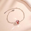 image:imageEVEVIC Austrian Crystal Bracelet for Women 14K Gold Plated Dainty Adjustable Chain Bracelets Colorful Charm Jewelry GiftPink Red CrystalsRose Goldtone