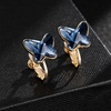 image:imageEVEVIC Austrian Crystal Butterfly Clip On Earrings for Women Adjustable Screw Back Non Pierced Earring 14K Gold Plated Hypoallergenic JewelryDark Blue