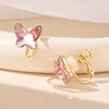 image:imageEVEVIC Austrian Crystal Butterfly Clip On Earrings for Women Adjustable Screw Back Non Pierced Earring 14K Gold Plated Hypoallergenic JewelryPink