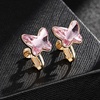 image:imageEVEVIC Austrian Crystal Butterfly Clip On Earrings for Women Adjustable Screw Back Non Pierced Earring 14K Gold Plated Hypoallergenic JewelryPink