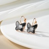 image:imageEVEVIC Austrian Crystal Butterfly Earrings Drop Leverback Earrings for Women 14K Rose Gold Plated Hypoallergenic Jewelry GiftsBlack