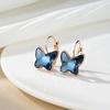 image:imageEVEVIC Austrian Crystal Butterfly Earrings Drop Leverback Earrings for Women 14K Rose Gold Plated Hypoallergenic Jewelry GiftsDark Blue