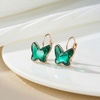 image:imageEVEVIC Austrian Crystal Butterfly Earrings Drop Leverback Earrings for Women 14K Rose Gold Plated Hypoallergenic Jewelry GiftsEmerald Green
