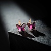 image:imageEVEVIC Austrian Crystal Butterfly Earrings Drop Leverback Earrings for Women 14K Rose Gold Plated Hypoallergenic Jewelry GiftsPurple