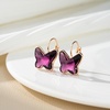 image:imageEVEVIC Austrian Crystal Butterfly Earrings Drop Leverback Earrings for Women 14K Rose Gold Plated Hypoallergenic Jewelry GiftsPurple