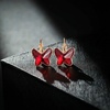 image:imageEVEVIC Austrian Crystal Butterfly Earrings Drop Leverback Earrings for Women 14K Rose Gold Plated Hypoallergenic Jewelry GiftsRed
