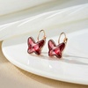 image:imageEVEVIC Austrian Crystal Butterfly Earrings Drop Leverback Earrings for Women 14K Rose Gold Plated Hypoallergenic Jewelry GiftsRed