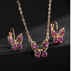 image:imageEVEVIC Austrian Crystal Butterfly Pendant Necklaces and Earrings Jewelry Set Hot Pink