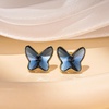 image:imageEVEVIC Austrian Crystal Butterfly Stud Earrings for Women S925 Sterling Silver Post with 14K Gold Plated Hypoallergenic Jewelry GiftDark Blue
