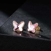 image:imageEVEVIC Austrian Crystal Butterfly Stud Earrings for Women S925 Sterling Silver Post with 14K Gold Plated Hypoallergenic Jewelry GiftPink