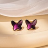 image:imageEVEVIC Austrian Crystal Butterfly Stud Earrings for Women S925 Sterling Silver Post with 14K Gold Plated Hypoallergenic Jewelry GiftPurple