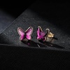 image:imageEVEVIC Austrian Crystal Butterfly Stud Earrings for Women S925 Sterling Silver Post with 14K Gold Plated Hypoallergenic Jewelry GiftPurple