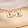 image:imageEVEVIC Austrian Crystal Butterfly Stud Earrings for Women S925 Sterling Silver Post with 14K Gold Plated Hypoallergenic Jewelry GiftWhite Clear