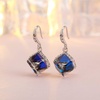 image:imageEVEVIC Austrian Crystal Cube Drop Earrings for Women14K Gold Plated  HypoallergenicGeometric Cube EarringsCrystal Dangle EarringsRhinestone FishhookEasy To WearGift for WomenBlue CrystalSilvertone